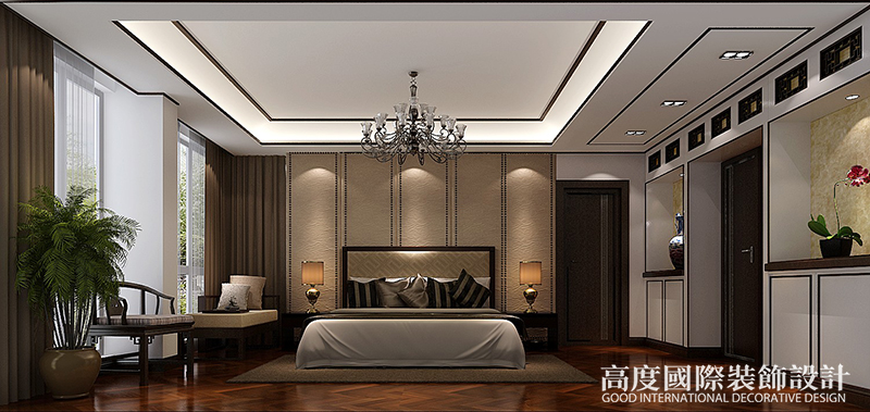 新中式 三居 小资 卧室图片来自天津高度国际装饰设计在奥城领峰~新中式风格的分享