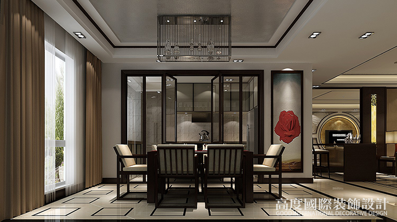 新中式 三居 小资 餐厅图片来自天津高度国际装饰设计在奥城领峰~新中式风格的分享