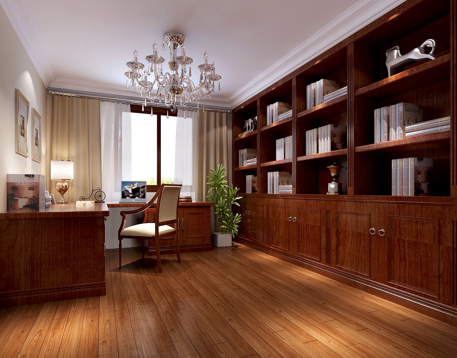 书房图片来自专业别墅设计工作室在美式休闲风格案例的分享