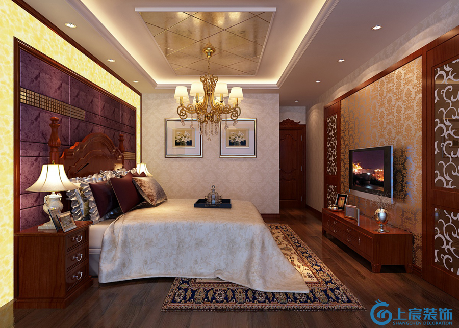欧式 三居 白领 收纳 80后 小资 卧室图片来自深圳上宸装饰设计在龙华花半里1的分享