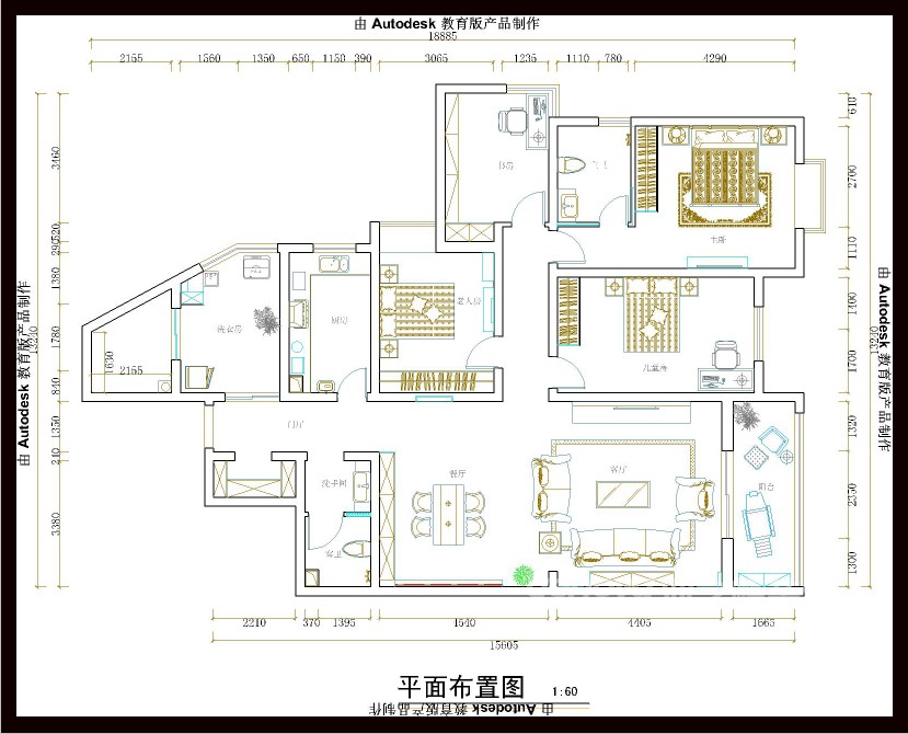 古典 正商新蓝钻 三居室 典雅 户型图 户型图图片来自北京业之峰郑州直营店在140平中式混搭风格，另类空间的分享