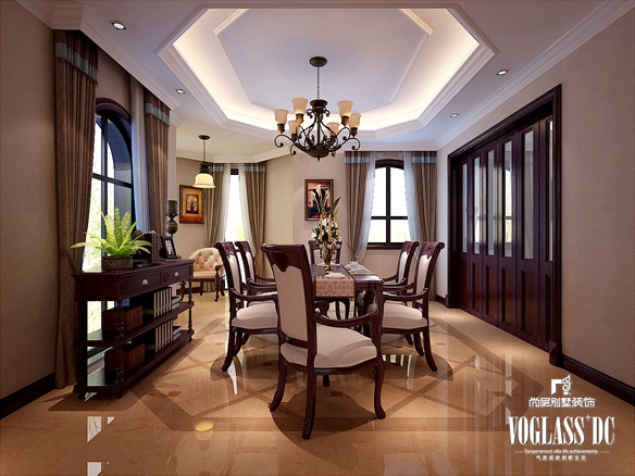 美式 别墅 白领 餐厅图片来自北京别墅装修案例在温馨舒适的美式风格的分享
