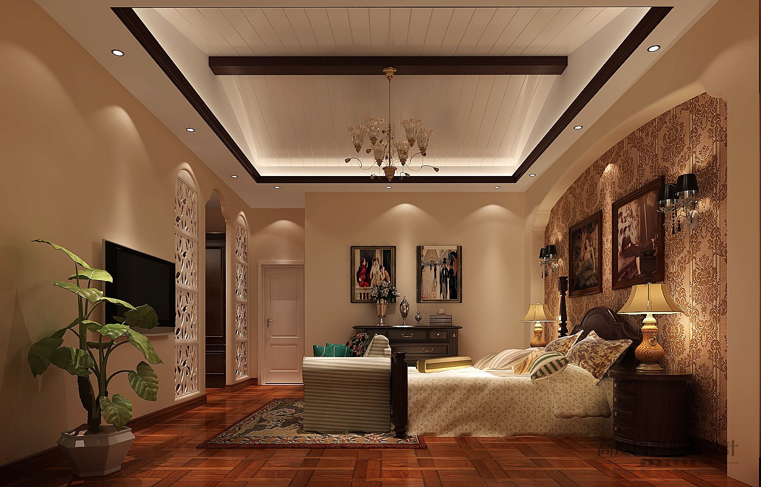 别墅 托斯卡纳 效果图 设计案例 卧室图片来自高度国际设计装饰在阿凯笛亚托斯卡纳设计案例的分享