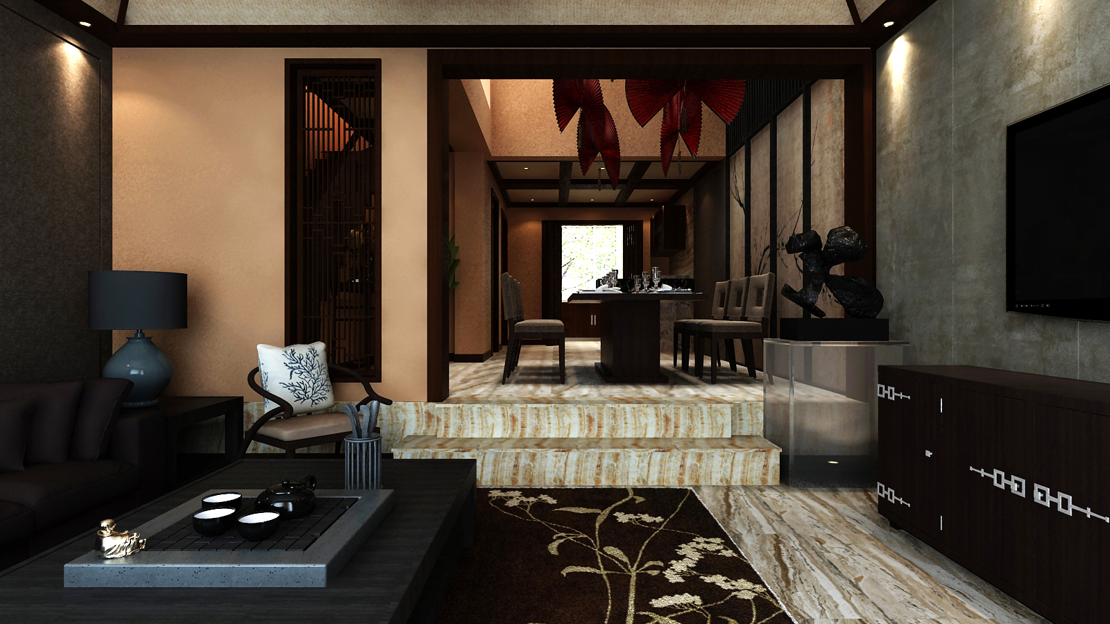 别墅 新中式 百家装饰 沈阳装修 沈阳 客厅 餐厅 客厅图片来自百家装饰-小敬在万科惠斯勒——“人文·宁静”的分享