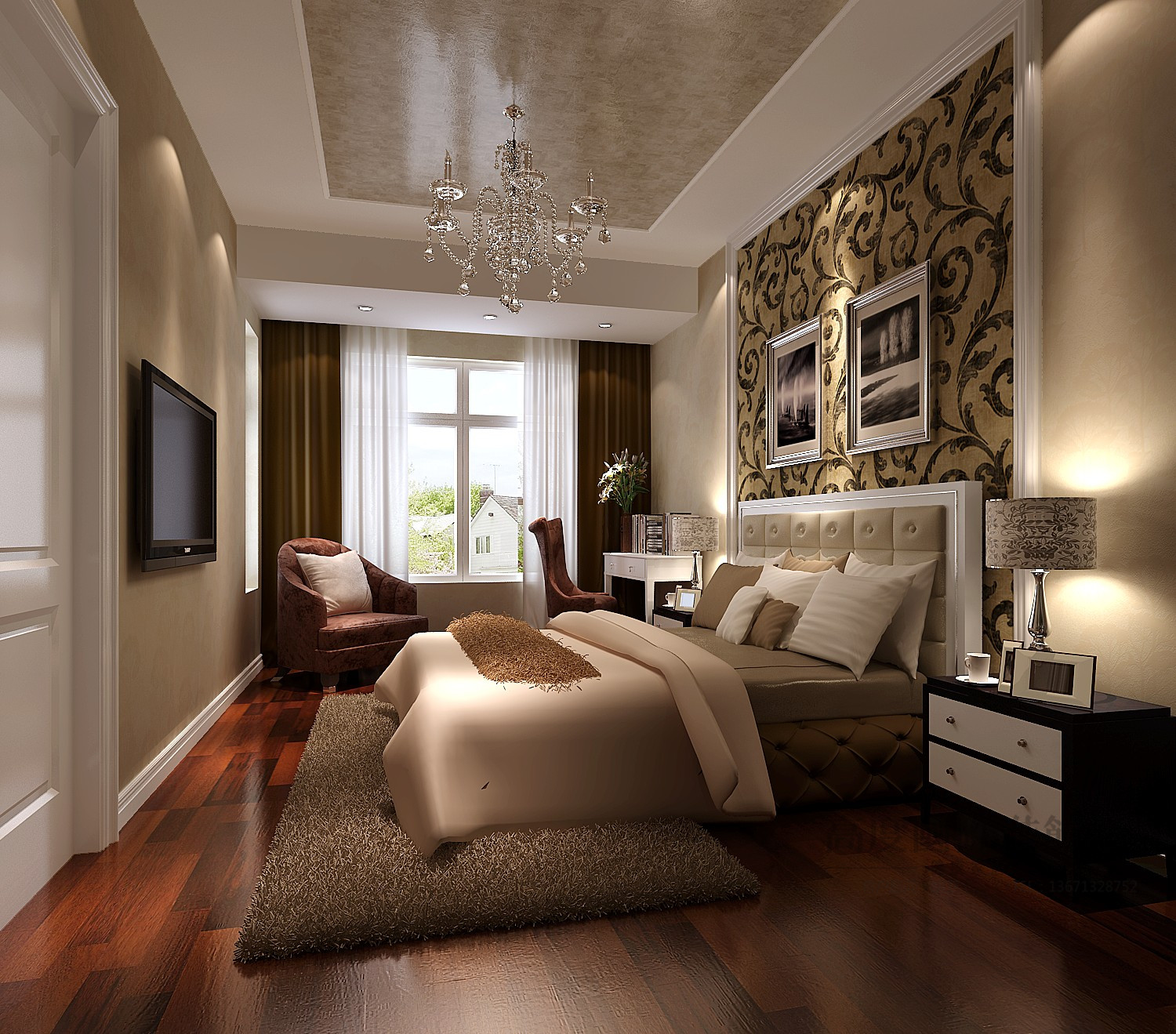 简约 欧式 效果图 设计案例 卧室图片来自高度国际设计装饰在k2海棠湾简欧风格设计案例的分享