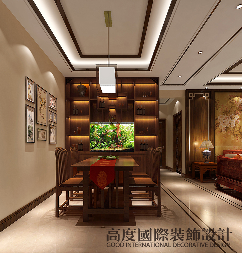 三居 新中式 餐厅图片来自天津高度国际装饰设计在王府壹号~新中式风格的分享
