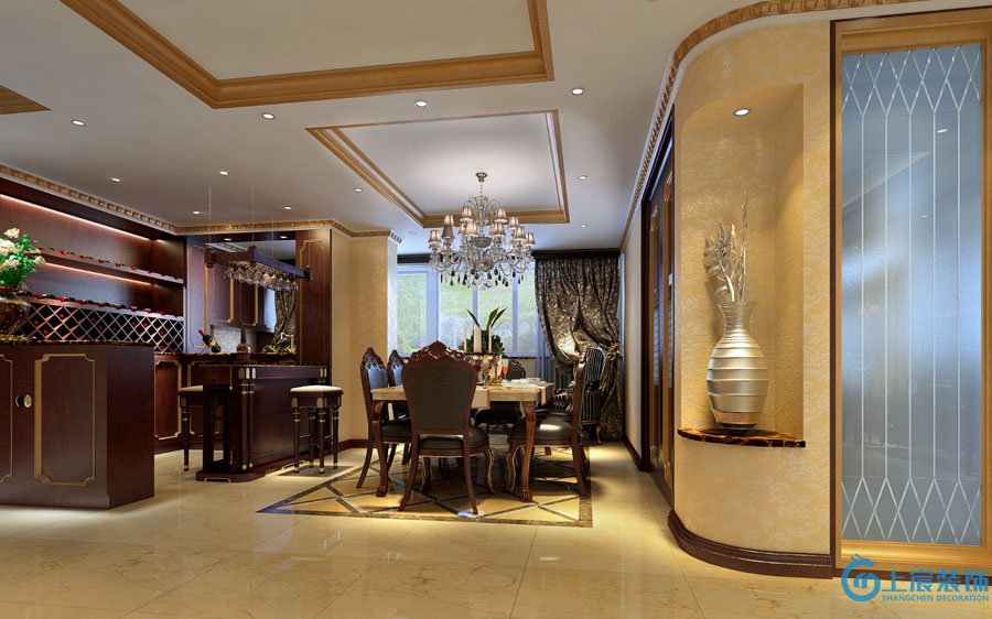 欧式 三居 白领 收纳 80后 小资 餐厅图片来自深圳上宸装饰设计在龙华花半里1的分享