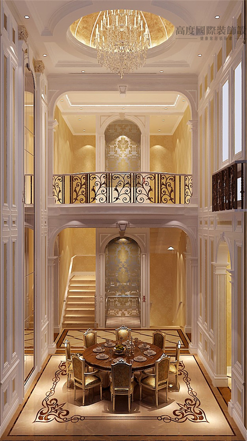 法式 装饰设计 室内设计 别墅 装修 餐厅图片来自高度国际别墅装饰设计在中海尚湖世家法式别墅装修设计的分享