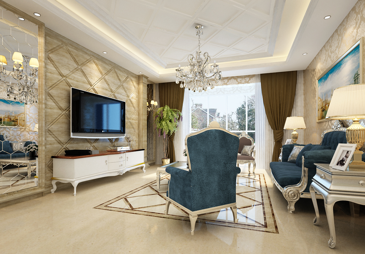 简约 欧式 三居 小资 客厅图片来自实创装饰上海公司在19万打造三居室简欧低调风格装修的分享
