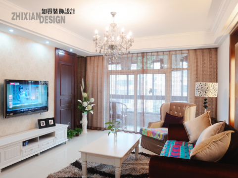 简约 混搭 新中式 客厅图片来自上海知贤设计小徐在精贵清雅 132中西式混搭风情的分享