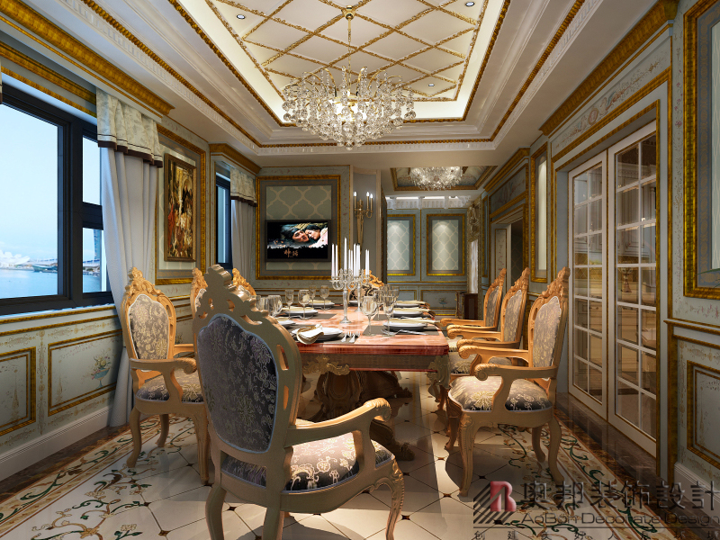 欧式 奢华 别墅 奥邦装饰 新古典 古典 餐厅图片来自徐峻在长岛花园别墅法式风格设计的分享