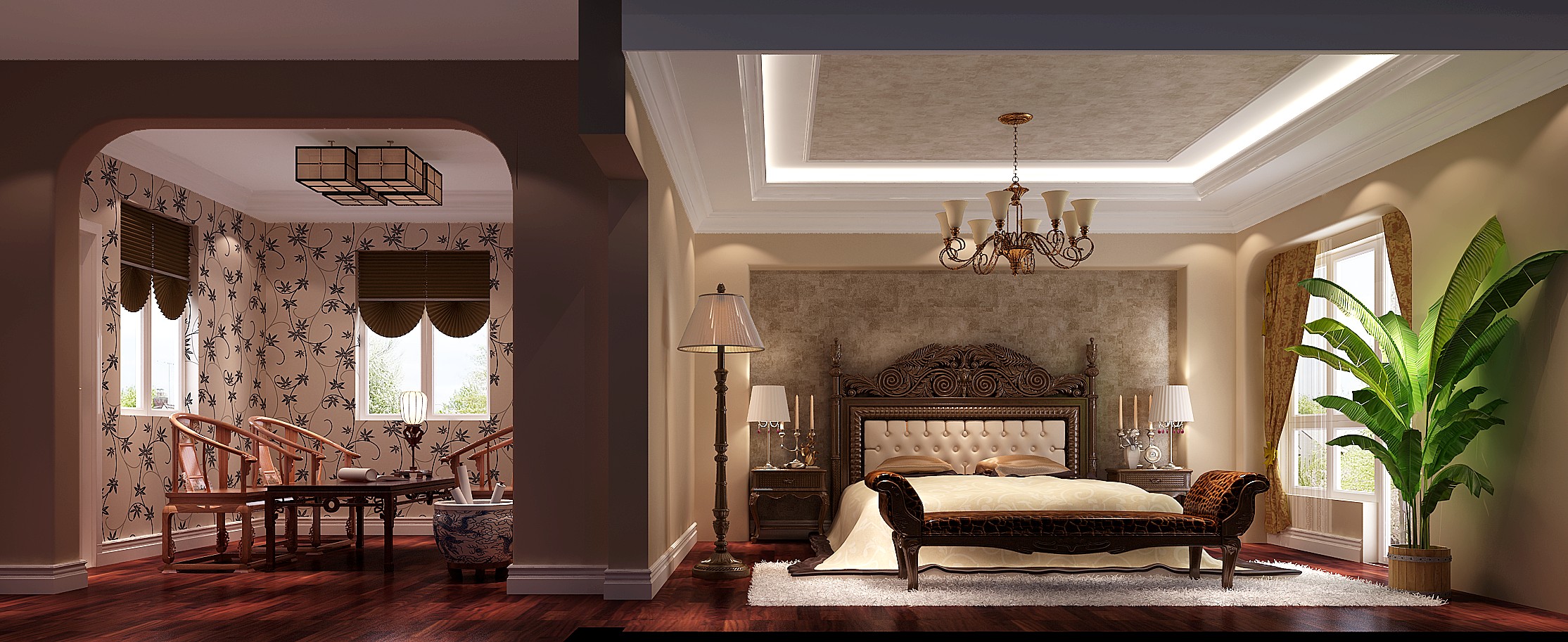 卧室图片来自专业别墅设计工作室在潮白河孔雀城380㎡简欧风格案例的分享