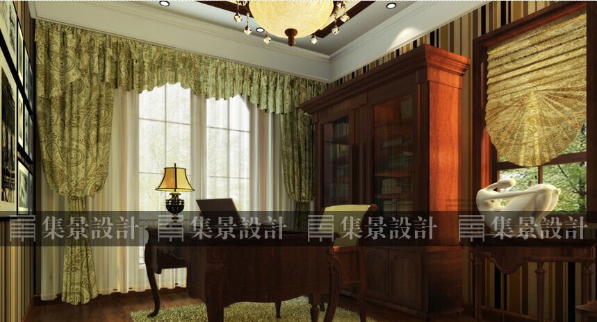 书房图片来自山西嘉华集景环艺设计有限公司在北京中海瓦耳登私家别墅的分享