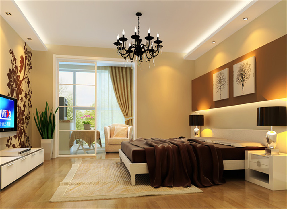 三居 现代简约 小资装修 两口之家 卧室图片来自上海实创-装修设计效果图在幸福两口家庭的简约三居室的分享