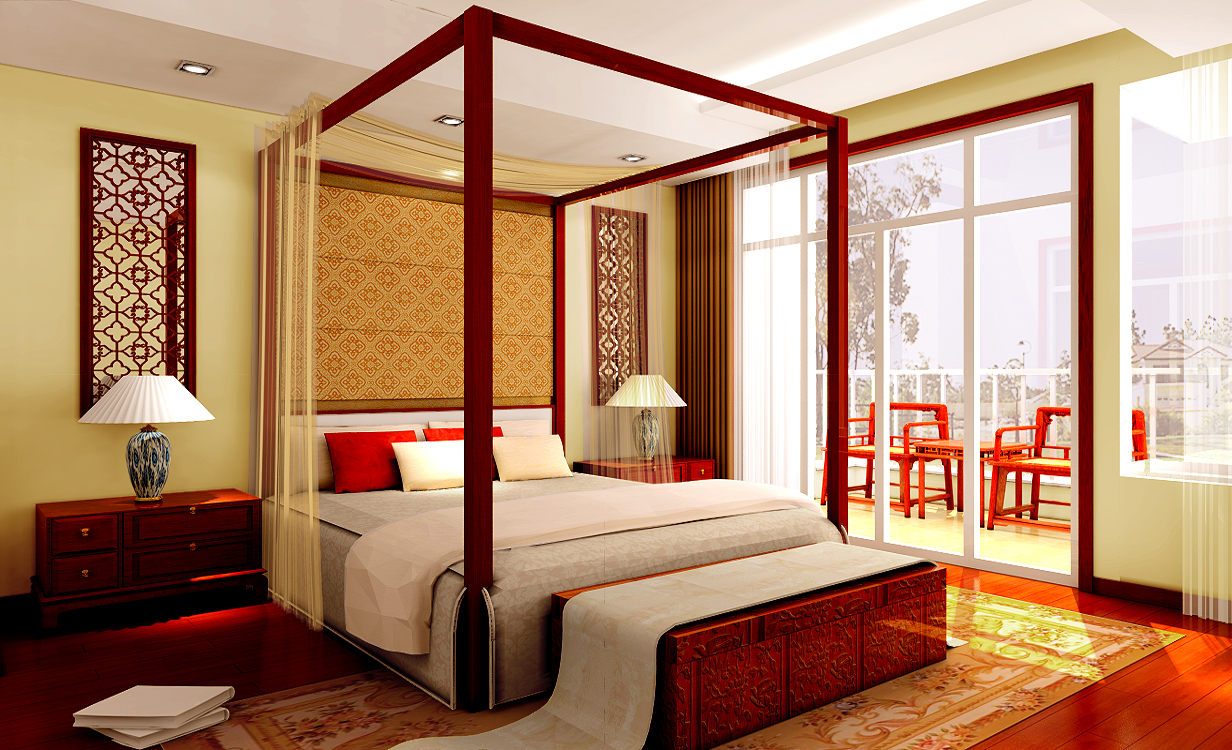 别墅 中式 卧室图片来自天津尚层装饰张倩在天津别墅装修_纯中式风格的分享