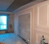 清华紫光苑123平欧式施工实景-沙发背景墙