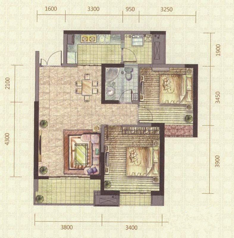 锦城世家82.35㎡户型图