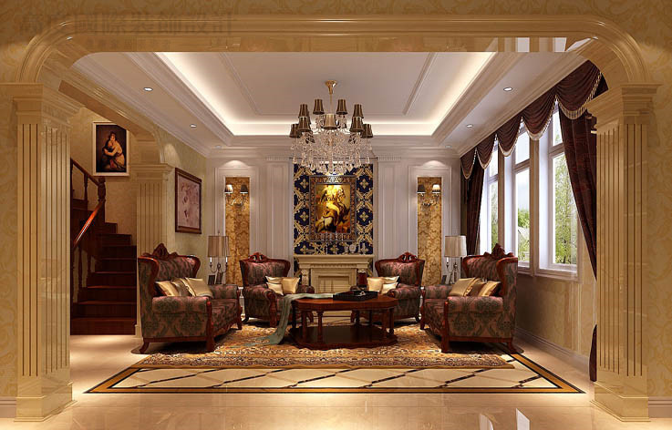 欧式 别墅 装修 效果图 设计 客厅图片来自高度国际别墅装饰设计在中海尚湖世家下叠别墅装饰设计的分享