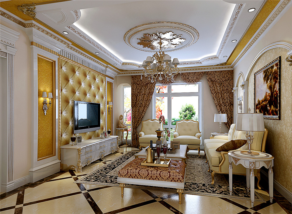 欧式 三居 白领 收纳 80后 小资 客厅图片来自实创装饰完美家装在白色古典巴洛克风格案例赏析的分享