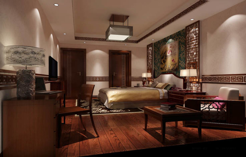 别墅 美式 效果图 设计案例 卧室图片来自高度国际设计装饰在金隅翡丽230平米美式古典案例的分享