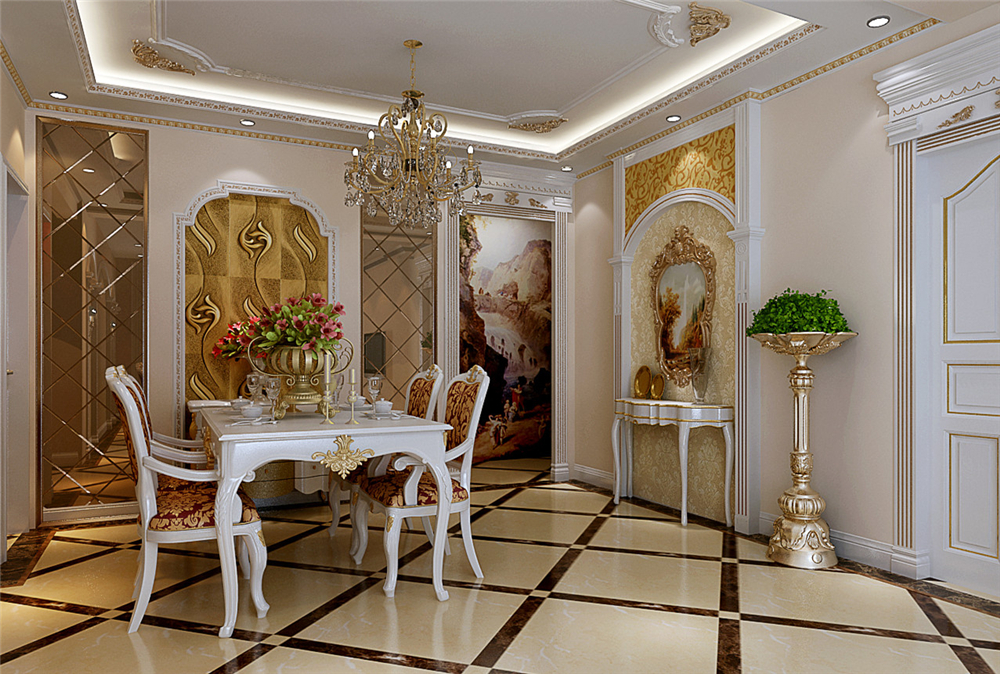 欧式 三居 白领 收纳 80后 小资 餐厅图片来自实创装饰完美家装在白色古典巴洛克风格案例赏析的分享
