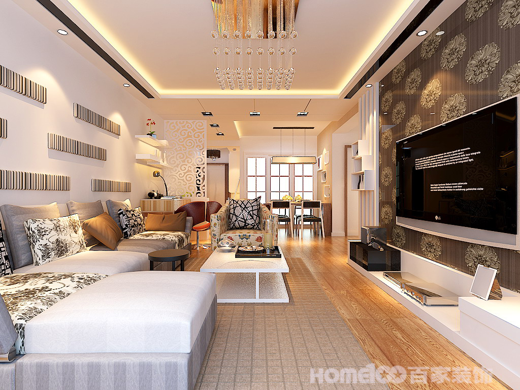 简约 三居 客厅图片来自百家设计小刘在华润置地广场104平的分享