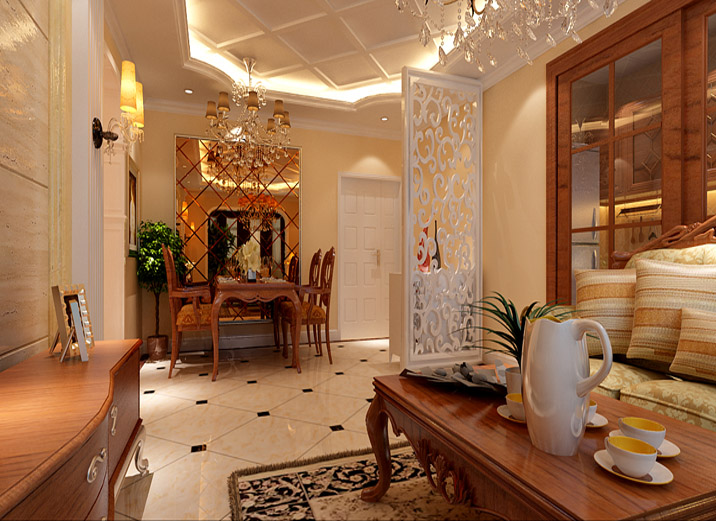 欧式 二居 成功人士 公馆 古典欧式 美式 餐厅图片来自北京实创装饰集团在90平米欧式尊贵爵士公馆的分享