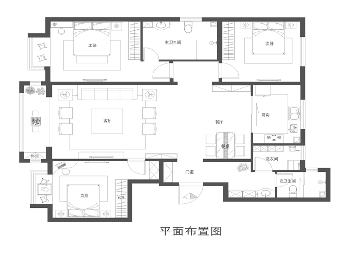 户型图图片来自xushuguang1983在中信城170平米沉稳中式三居设计的分享