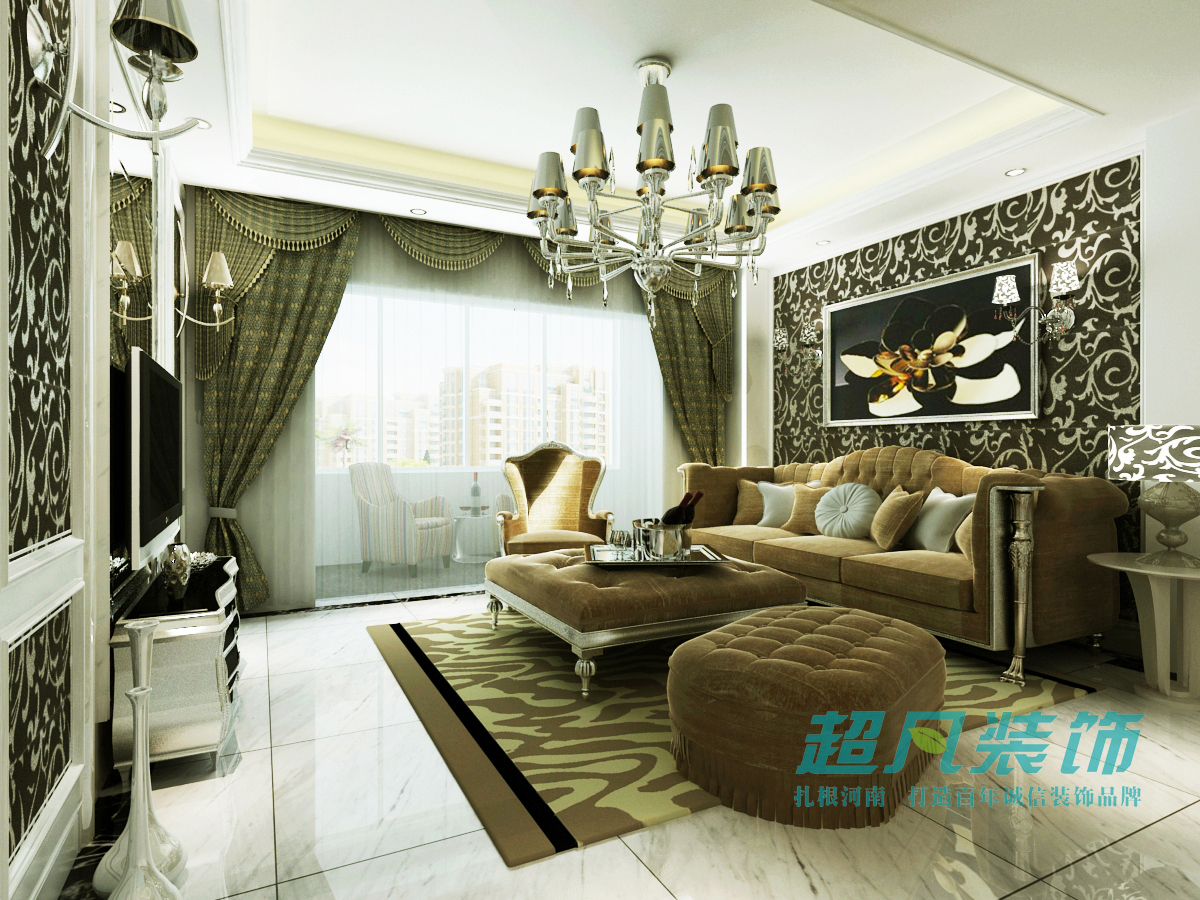 新古典装修 三居 客厅图片来自河南超凡装饰在宏益华香港城135平新古典设计的分享