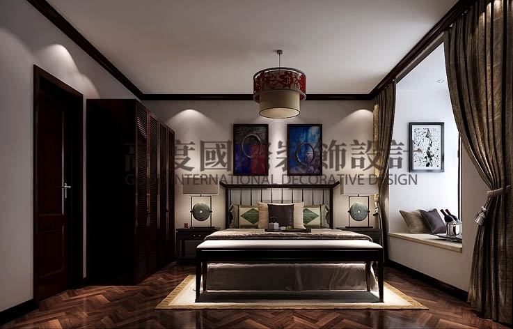 中景江山赋 三居 新中式 93平米 高度国际 希文 3万元 卧室图片来自高度国际装饰宋增会在中景江山赋 93平米的分享