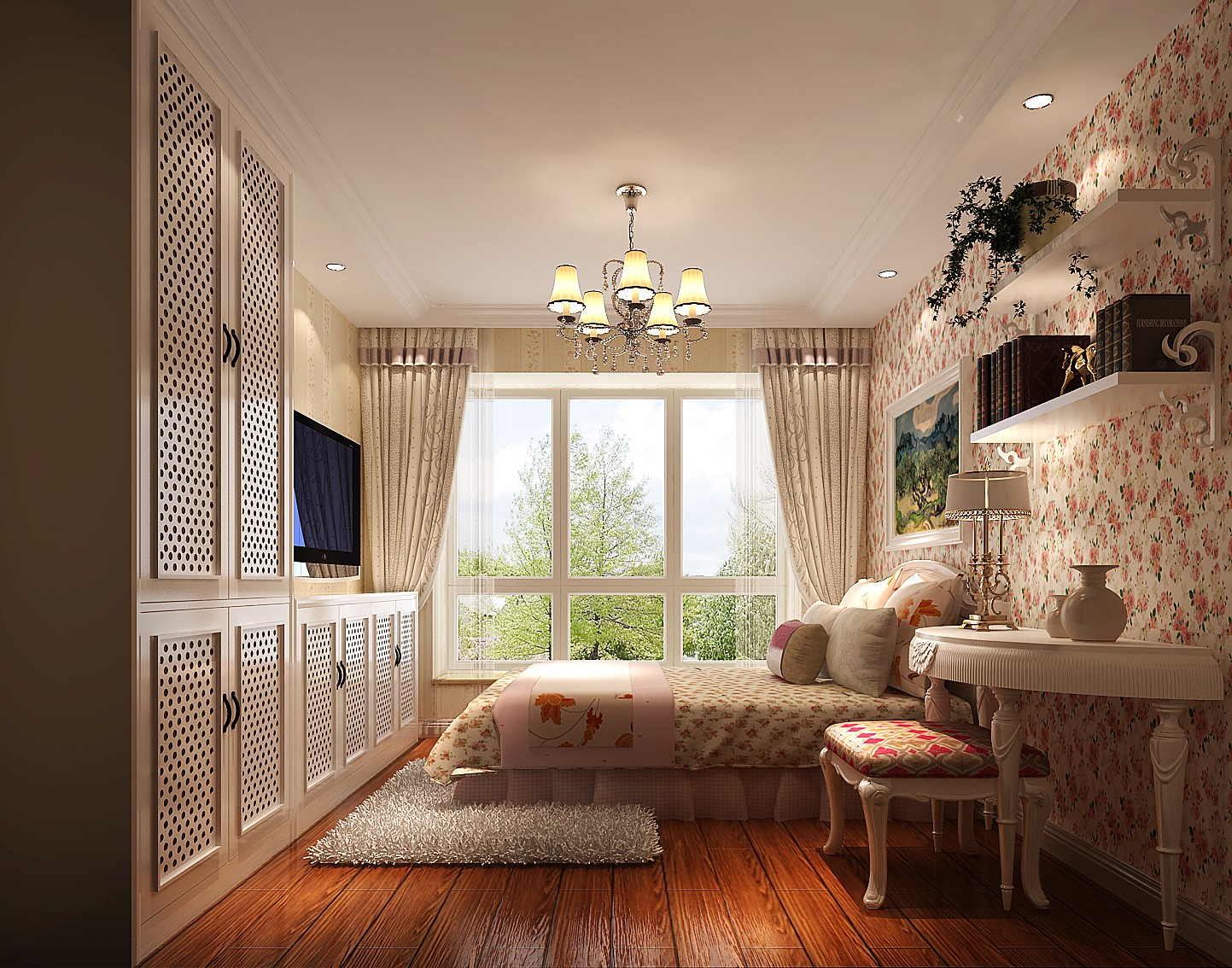 田园 二居 温馨 舒适 卧室图片来自高度国际装饰刘玉在K2百合湾----温馨田园的分享