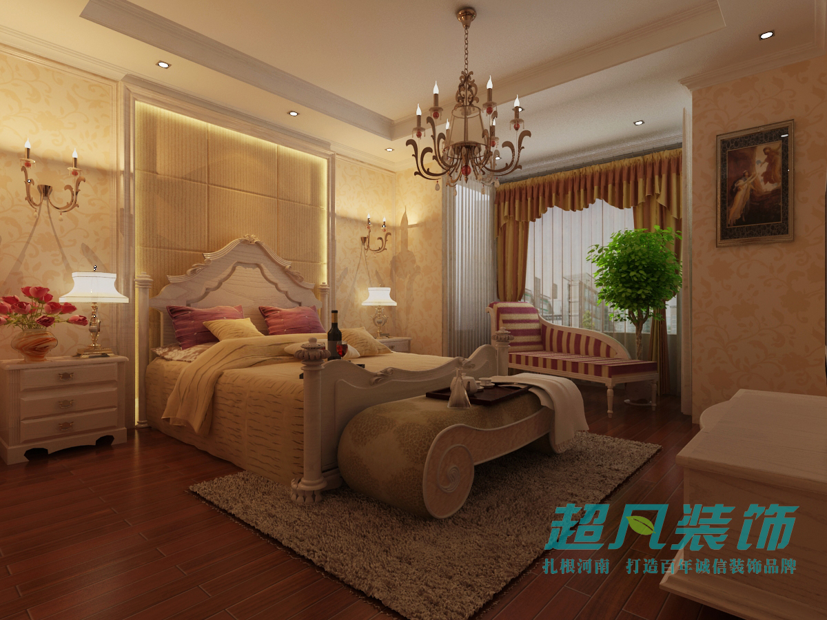 新古典装修 三居 卧室图片来自河南超凡装饰在宏益华香港城135平新古典设计的分享