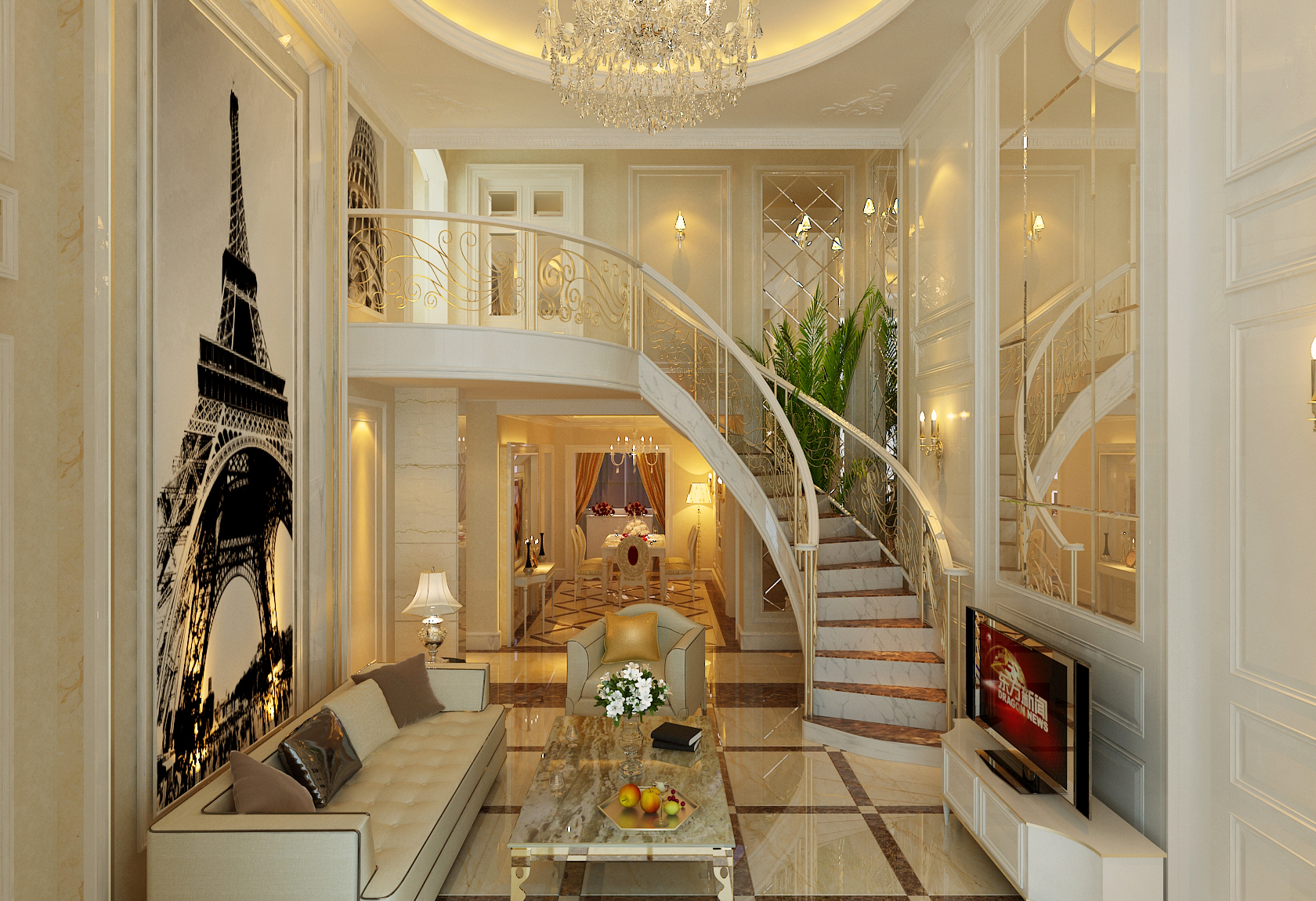 别墅设计 客厅图片来自天津别墅装修设计在独栋别墅装修设计_美式风格的分享