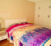 卧室颜色搭配同样是暖色为主，造型不复杂。家具的大气条体现了美式的风格。