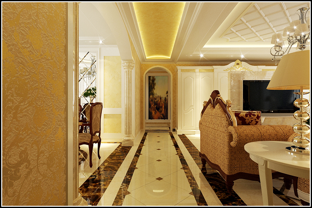 客厅图片来自石家庄品界国际装饰在石家庄国赫红珊湾170平欧式的分享