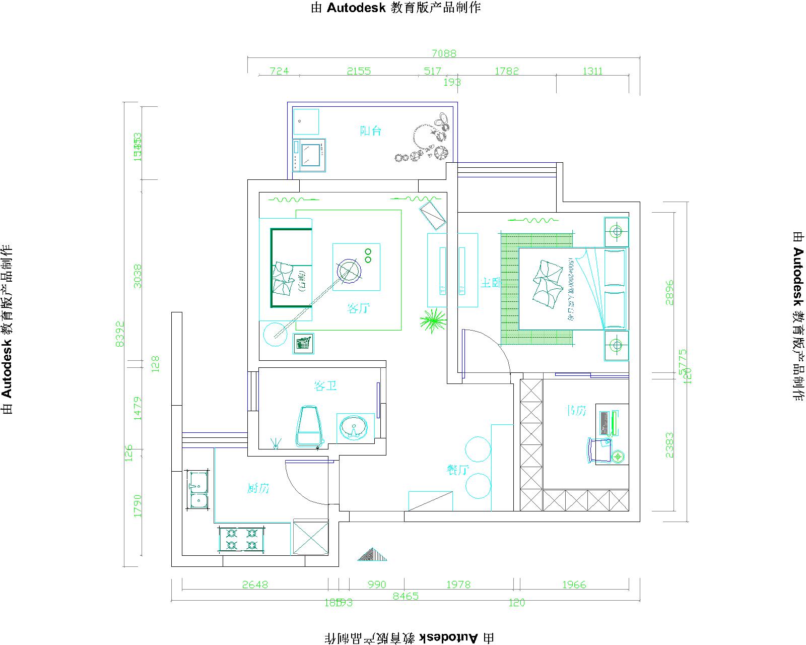 简欧 二居 两室一厅 户型图图片来自南京实创装饰夏雨荷在名城世家-现代简欧风的分享