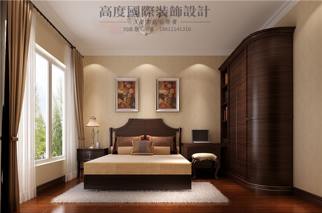 美式 休闲 三居 卧室图片来自高度国际装饰设计刘威在世华泊郡三室两厅美式休闲风格的分享