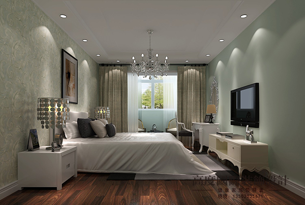 新中式 二居 白领 卧室图片来自天津高度国际装饰设计在盛瑞公寓~新中式的分享