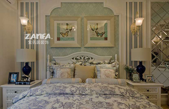 田园 二居 装修案例 装修实景图 卧室图片来自紫名居装饰在星雨华庭的分享