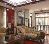 中式居的中庸与欧式家具的典雅，格局的对称，整个客厅的空间淡雅中又体现了贵气。