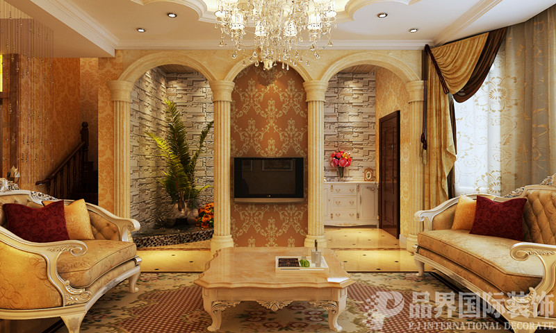 别墅 白领 客厅图片来自石家庄品界国际装饰在欧式风格的江南新城的分享