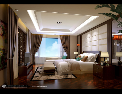 中式 别墅装修 装修图片 新中式 奢华 卧室图片来自香港古兰装饰-成都在中海城南一号中式装修设计别墅的分享