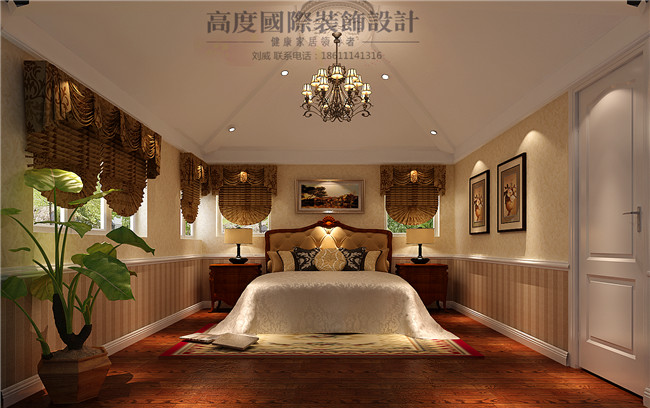 美式 简约 四居 别墅 卧室图片来自高度国际装饰设计刘威在裕祥花园四室两厅美式简约的分享