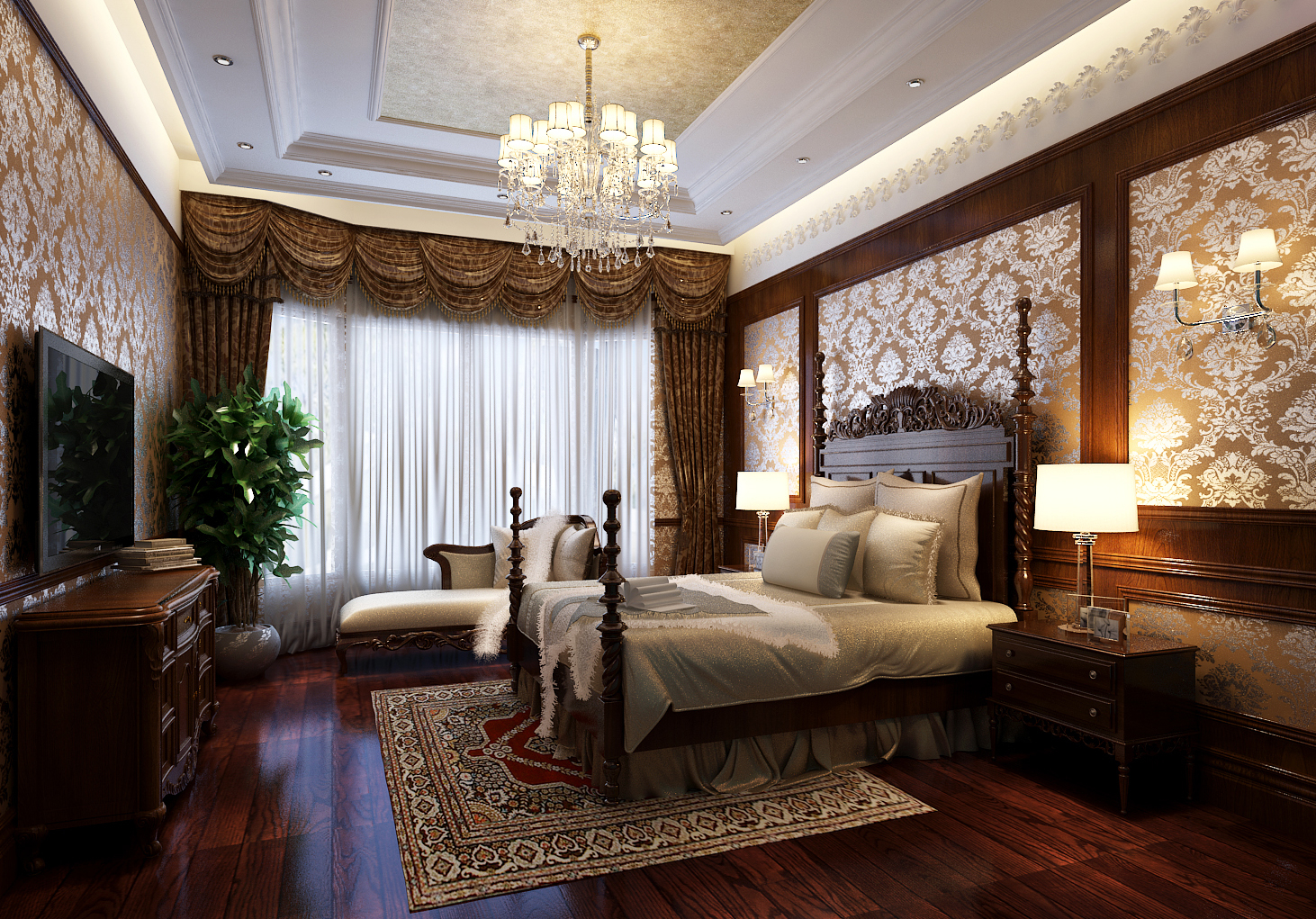 别墅欧式别墅设计别墅装修奢华气质卧室装修效果图片