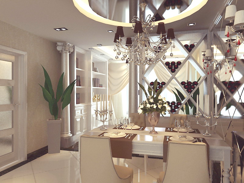 欧式 三居 别墅 餐厅图片来自静夜思在融科天城120平欧式风格设计效果的分享