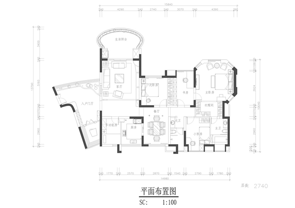 地中海 5居 白领 收纳 户型图图片来自装饰装修-18818806853在白+蓝+的浪漫地中海风情的分享