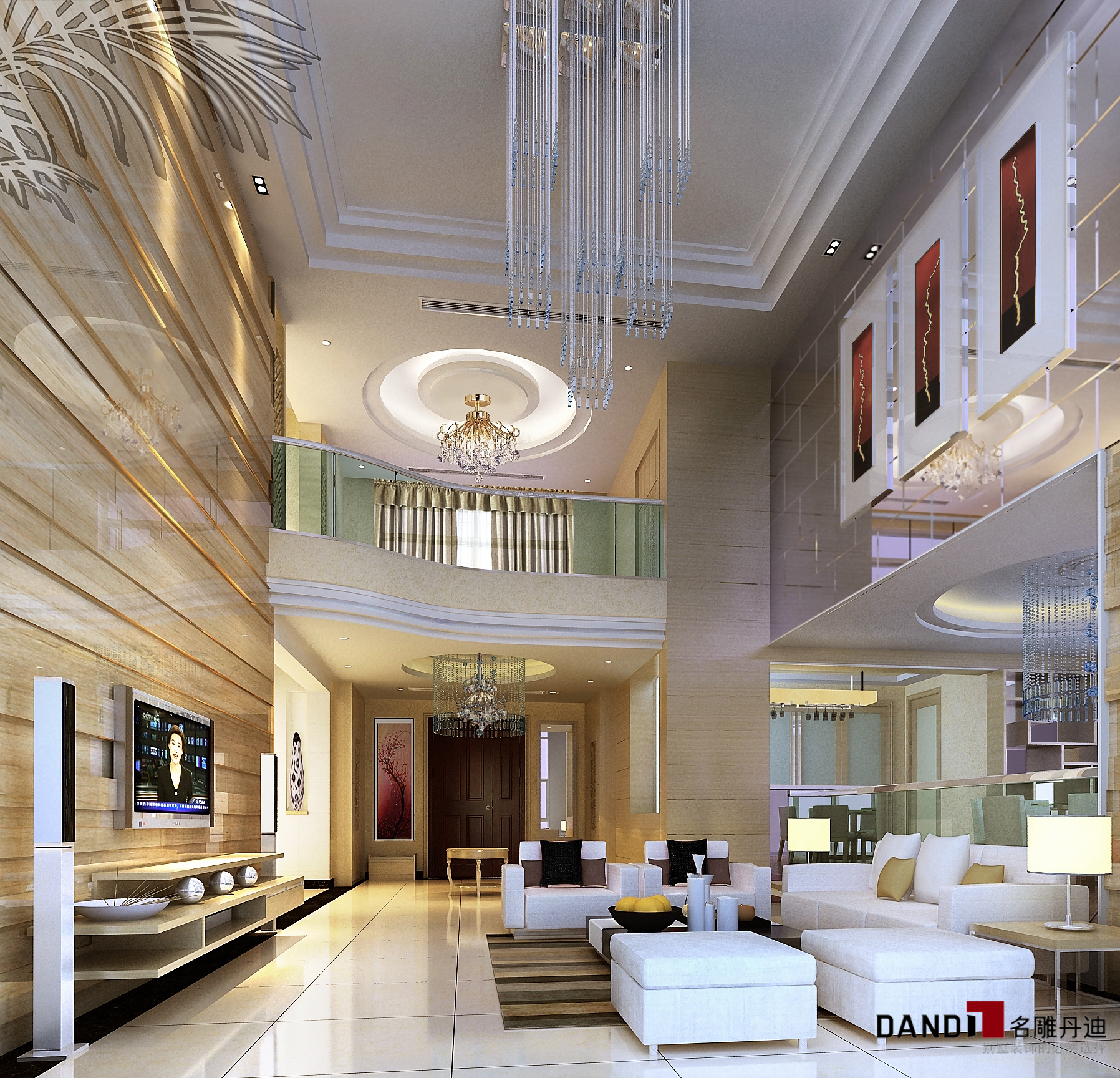 现代 别墅 时尚 客厅图片来自名雕丹迪在现代奢华--300平顶级江南别墅的分享