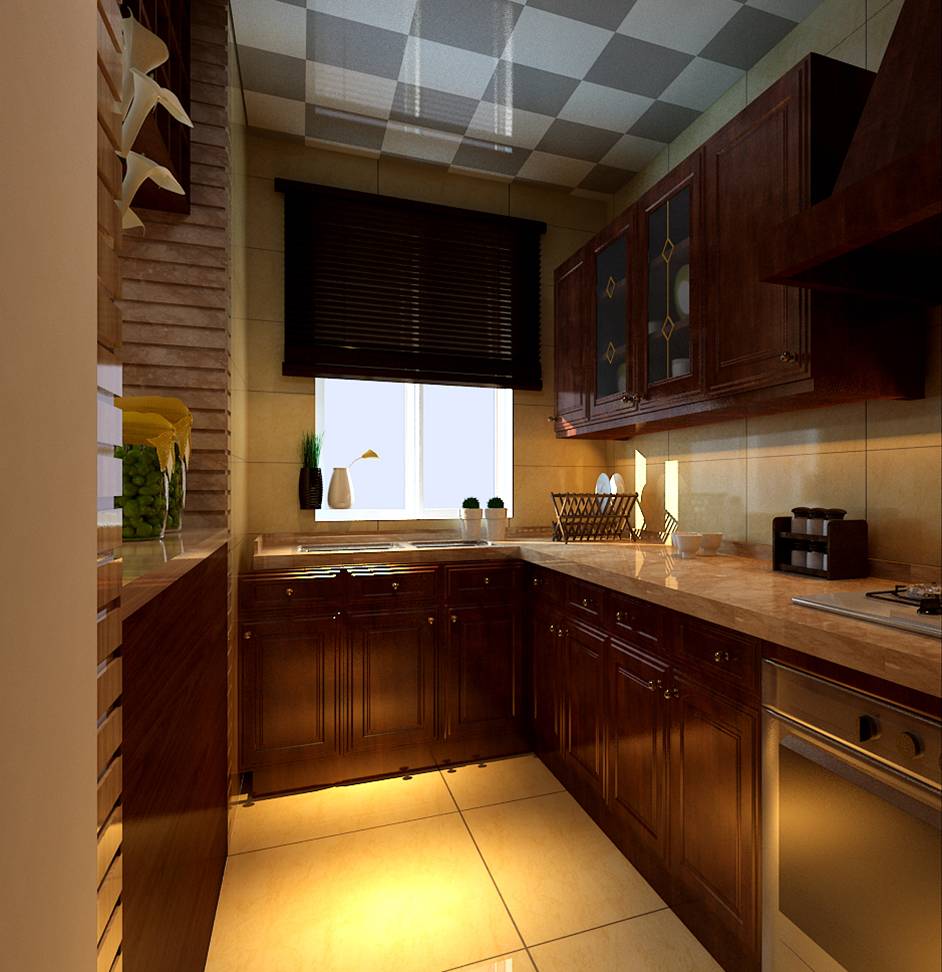 复式 现代中式 中式 橡树湾 客厅装修 客厅改造 厨房图片来自百家装饰小姜在橡树湾76平复式的分享