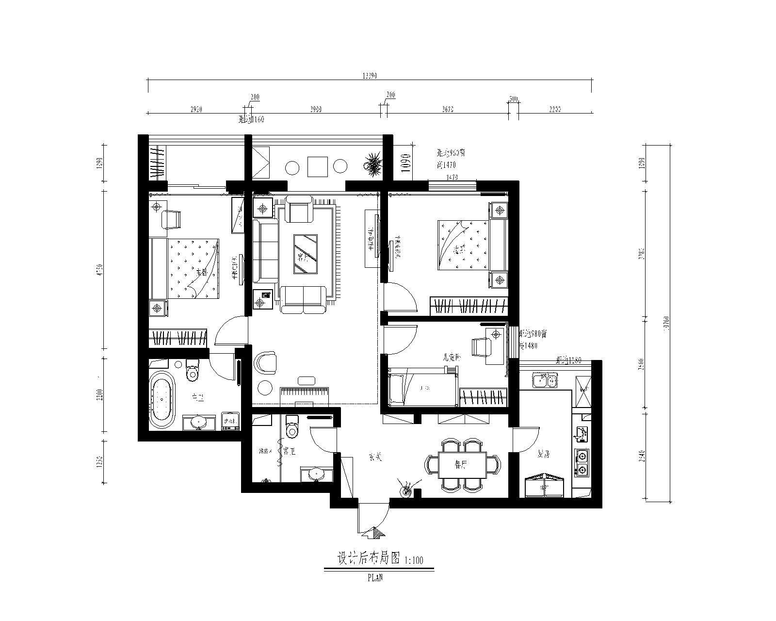 户型图图片来自xushuguang1983在11万华威西里120平米现代三居图的分享