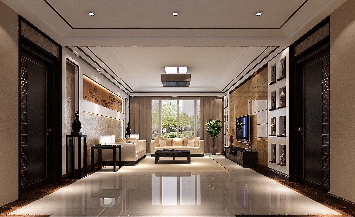 高度国际 西山壹号院 新中式 公寓 客厅图片来自高度国际在用一种新语言来诠释中式的分享